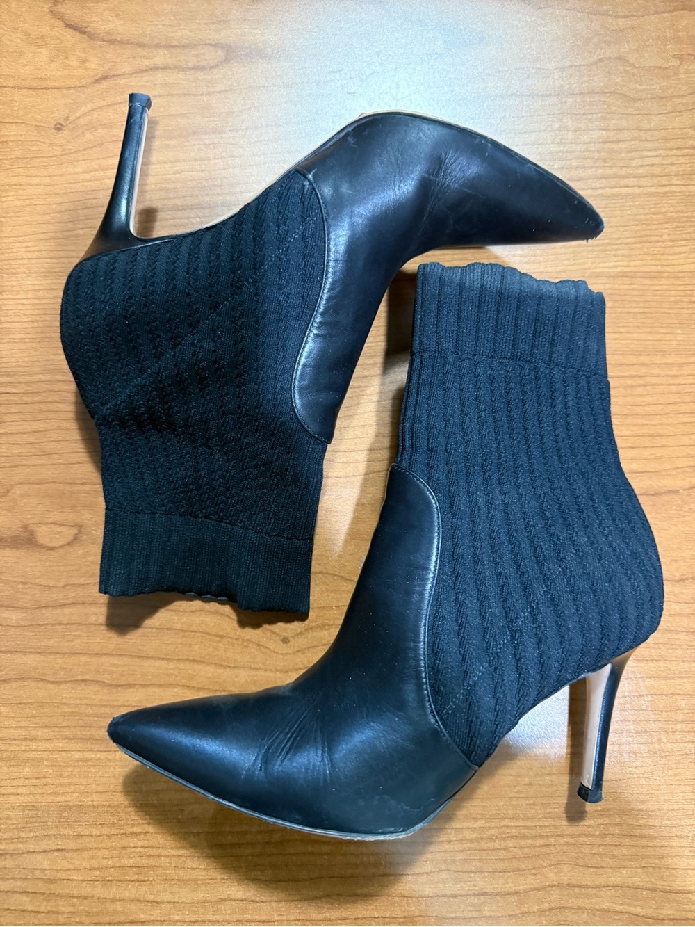 Gianvito Rossi Black Knit Sock Stiletto Ankle Boots